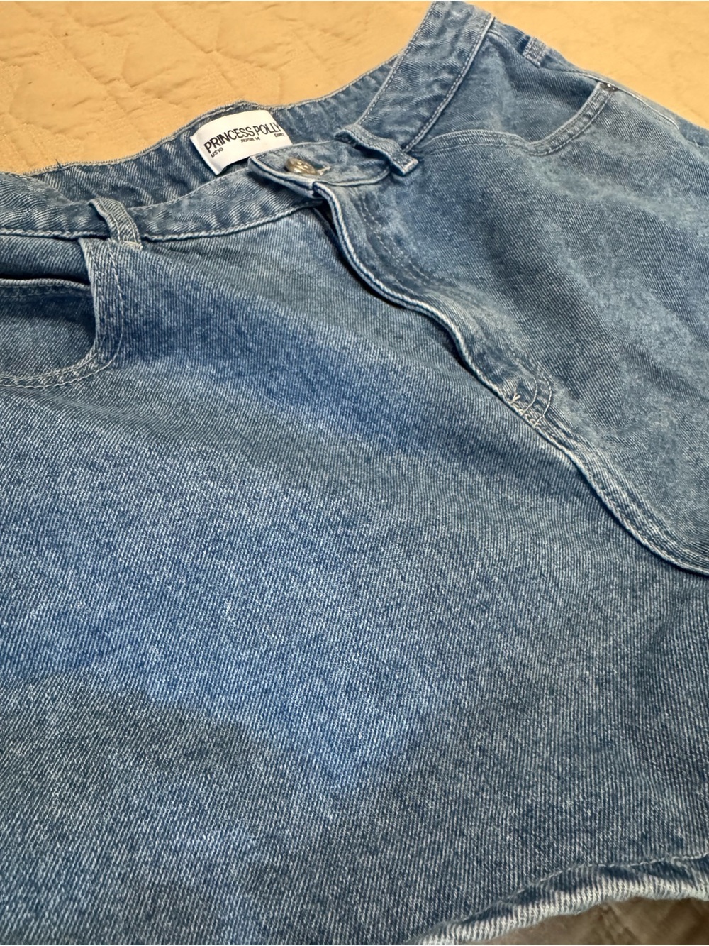 Princess Polly Light Blue High Rise Denim Shorts - Picture 3 of 6
